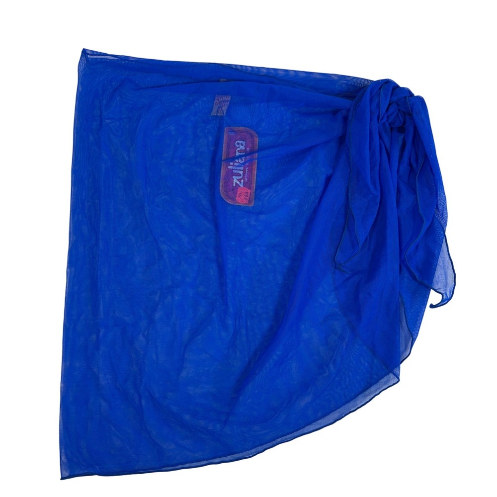 Zuliana VTG Royal Blue Sheer Mesh Swimwear Sarong Cover-up Wrap Made in USA NWT